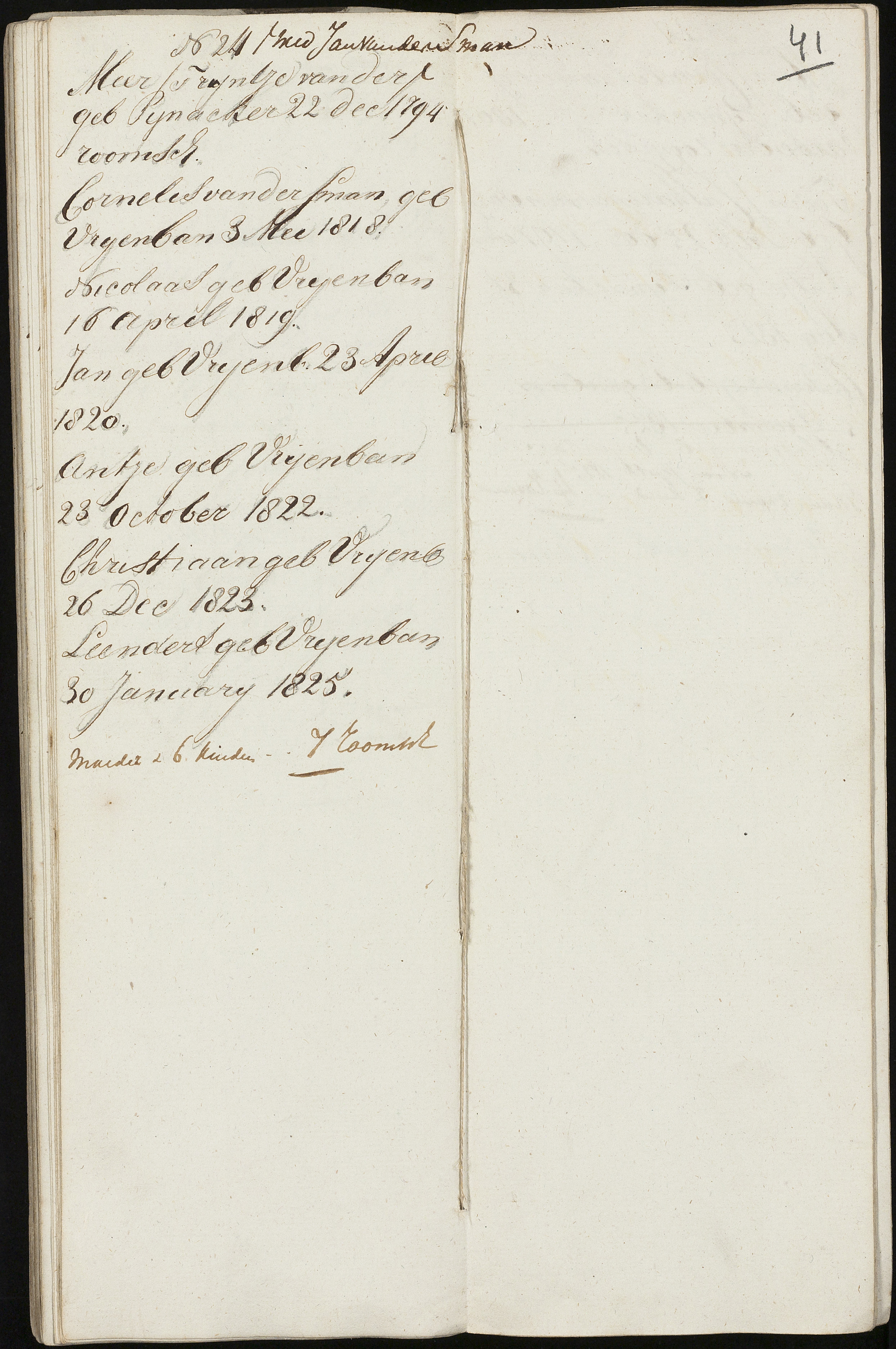 Scan 43 uit het bronpakket: Vrijenban: register van ingezetenen 1825–1828