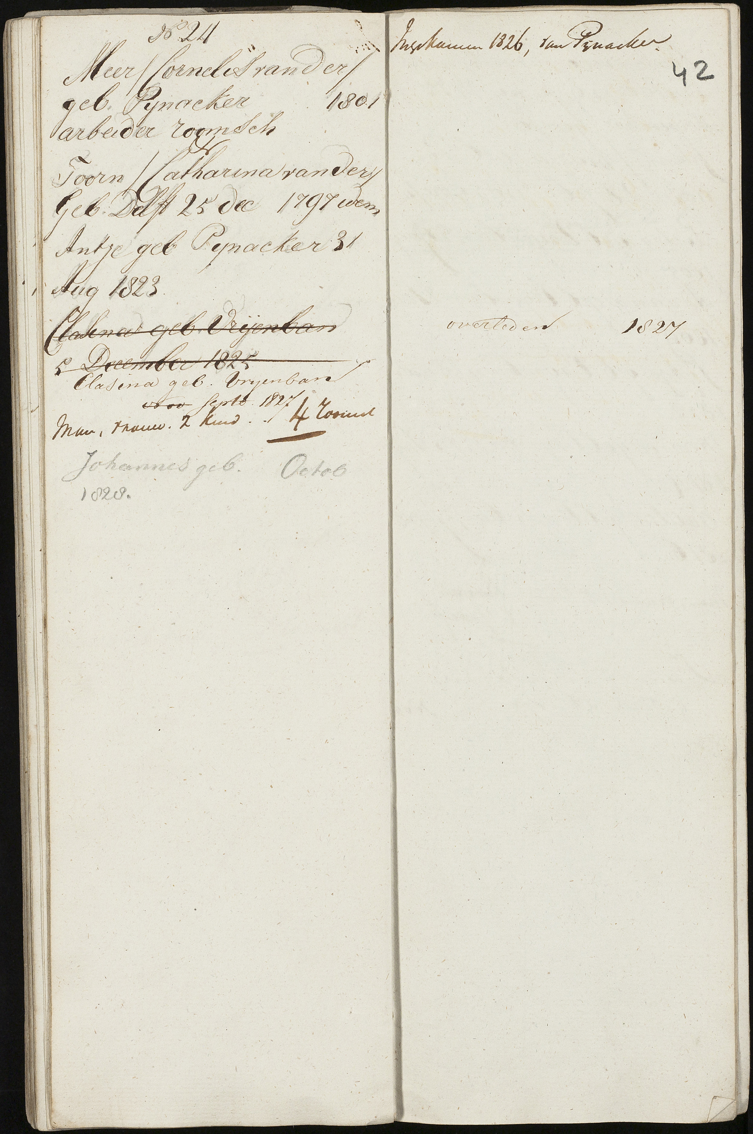 Scan 44 uit het bronpakket: Vrijenban: register van ingezetenen 1825–1828
