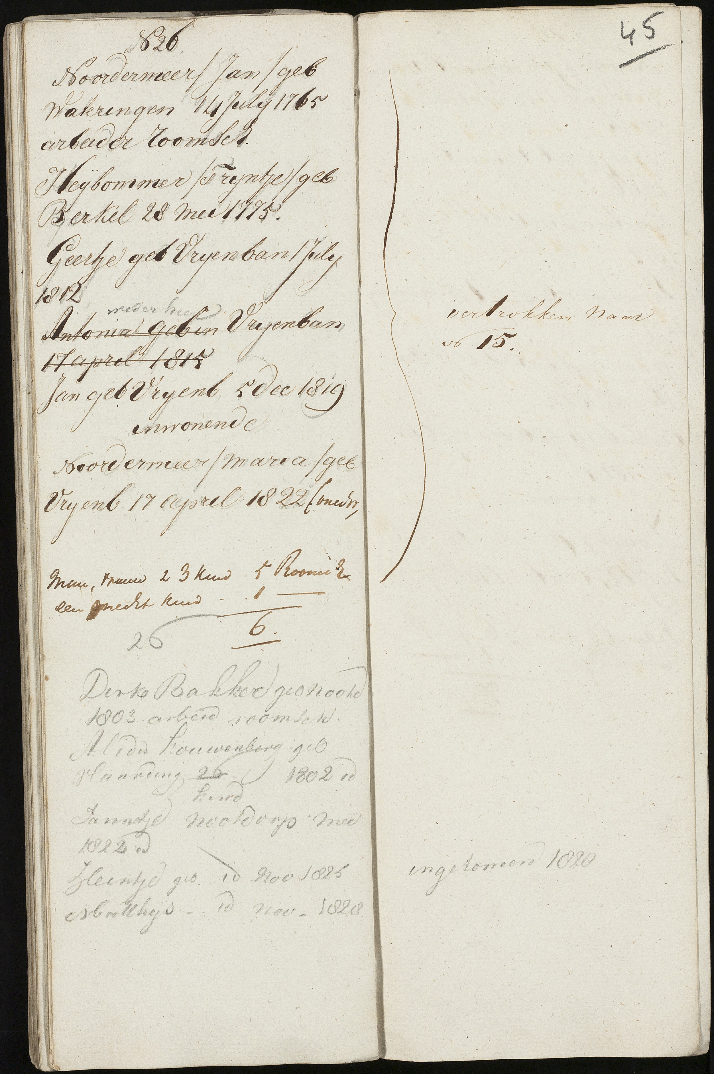 Scan 47 uit het bronpakket: Vrijenban: register van ingezetenen 1825–1828