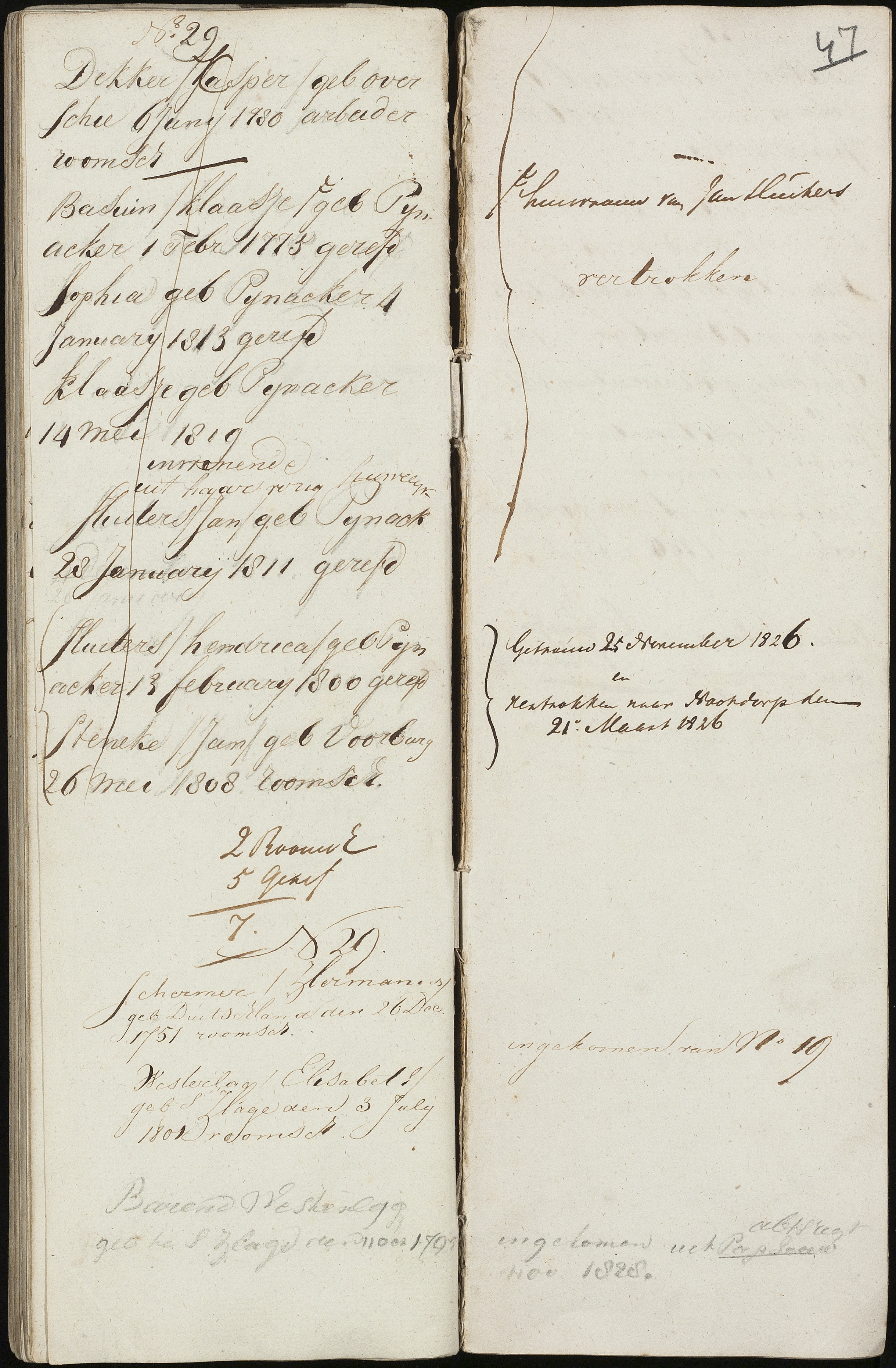 Scan 49 uit het bronpakket: Vrijenban: register van ingezetenen 1825–1828