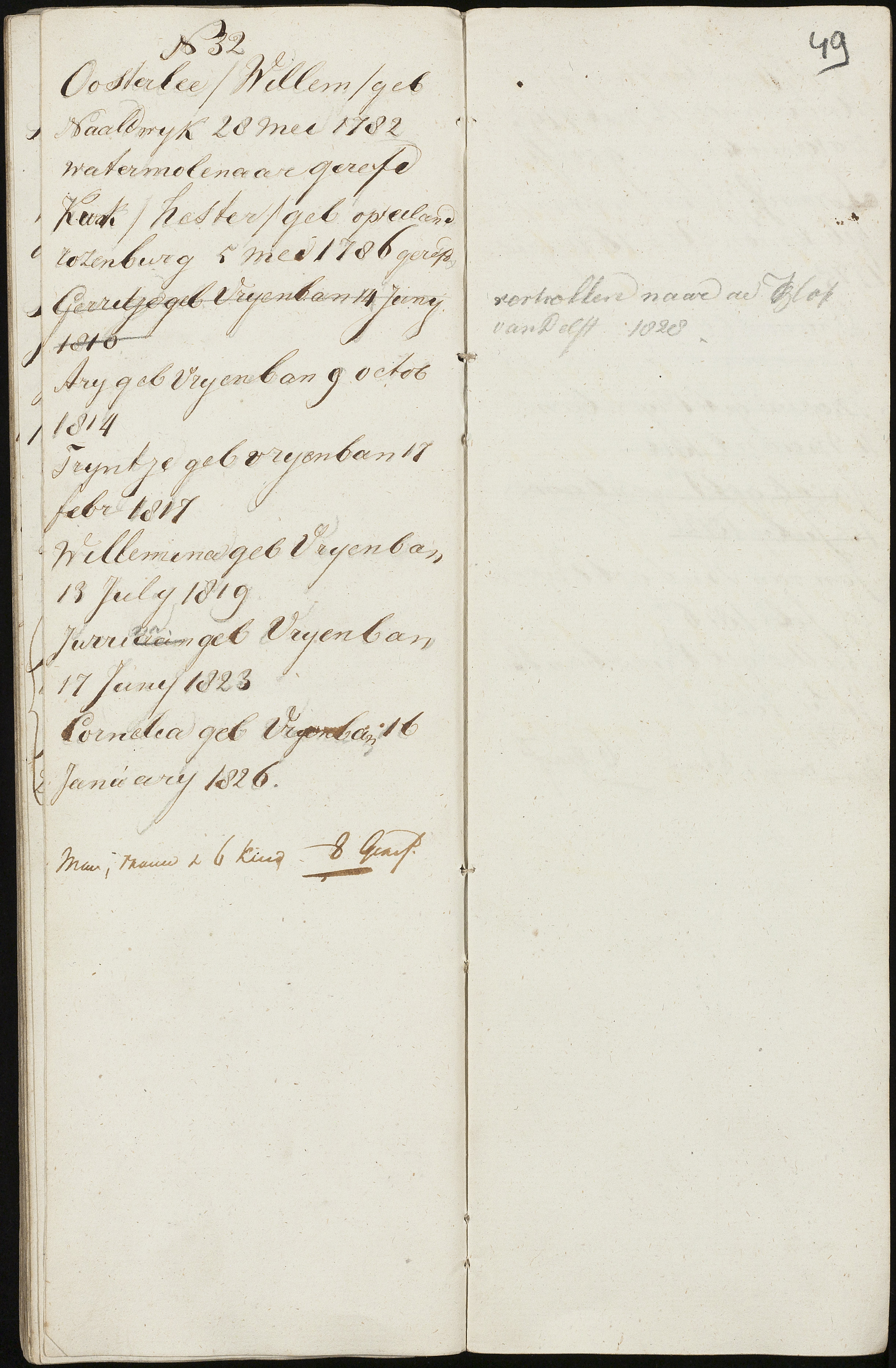 Scan 51 uit het bronpakket: Vrijenban: register van ingezetenen 1825–1828