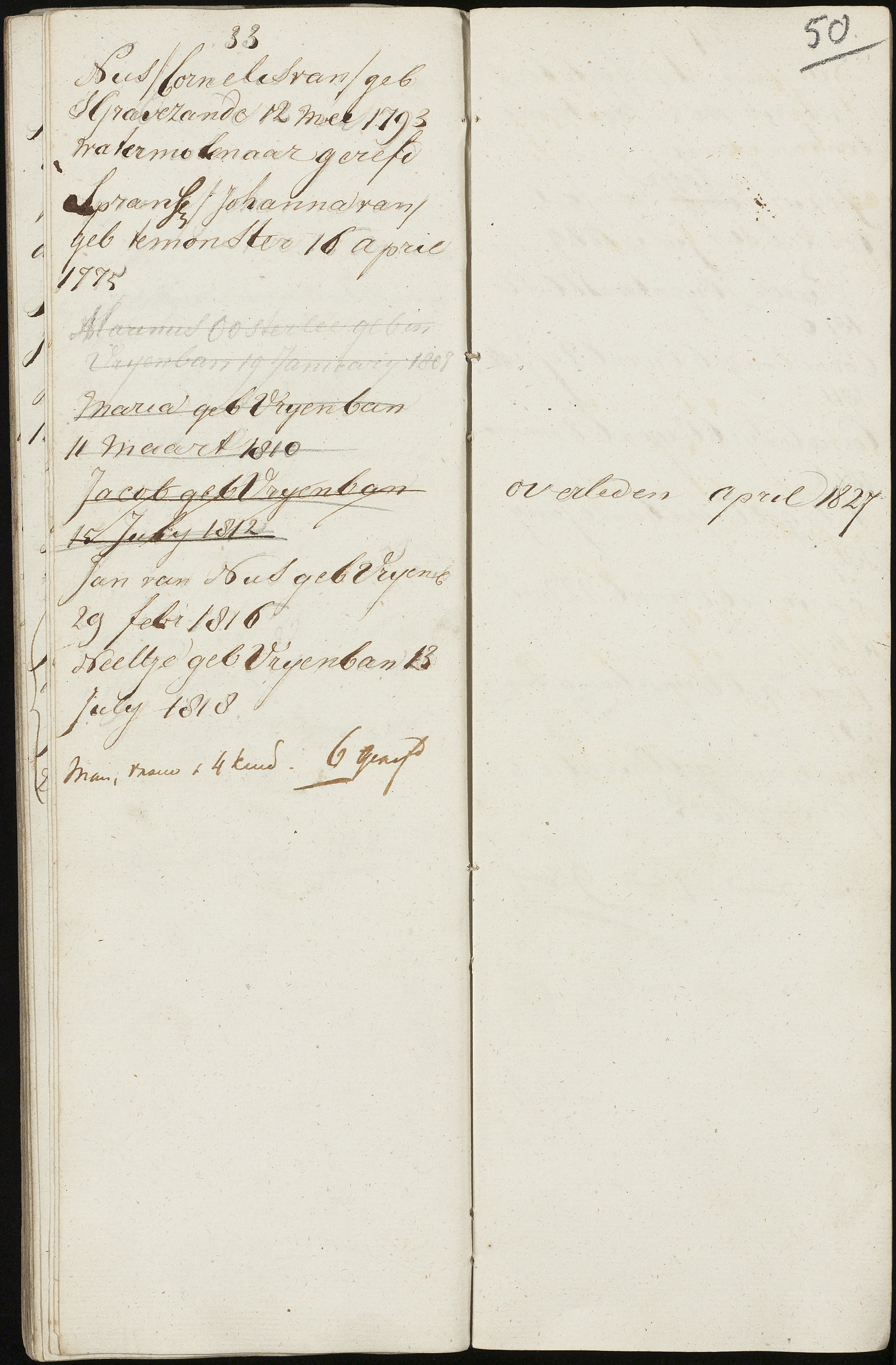 Scan 52 uit het bronpakket: Vrijenban: register van ingezetenen 1825–1828