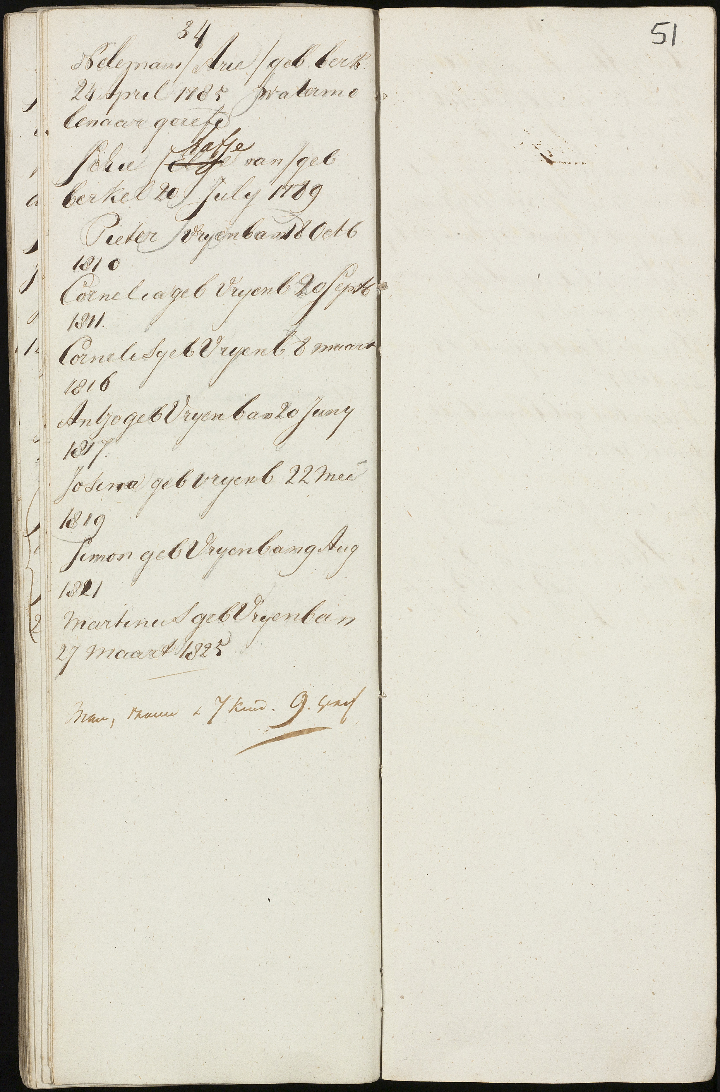 Scan 53 uit het bronpakket: Vrijenban: register van ingezetenen 1825–1828