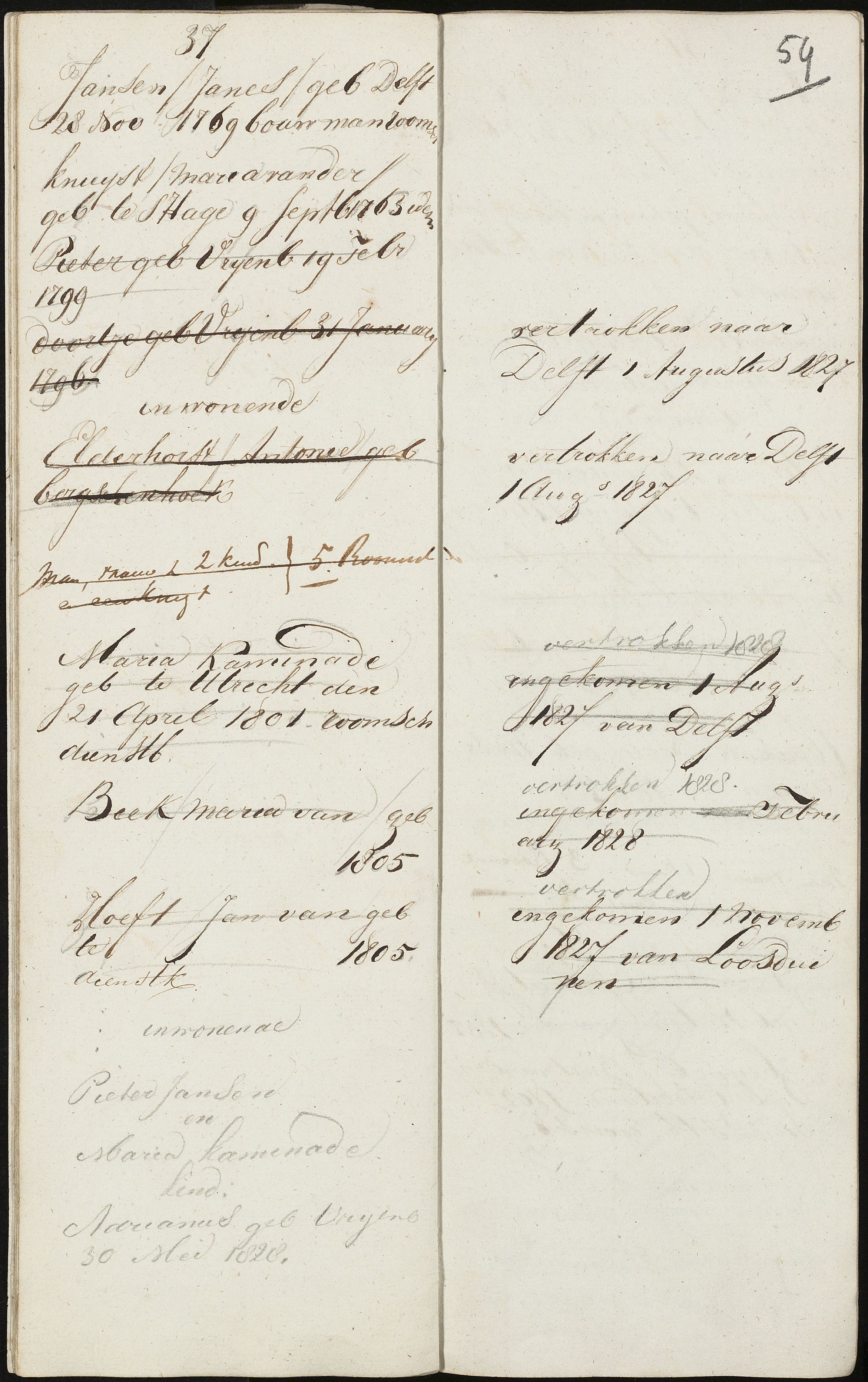 Scan 56 uit het bronpakket: Vrijenban: register van ingezetenen 1825–1828