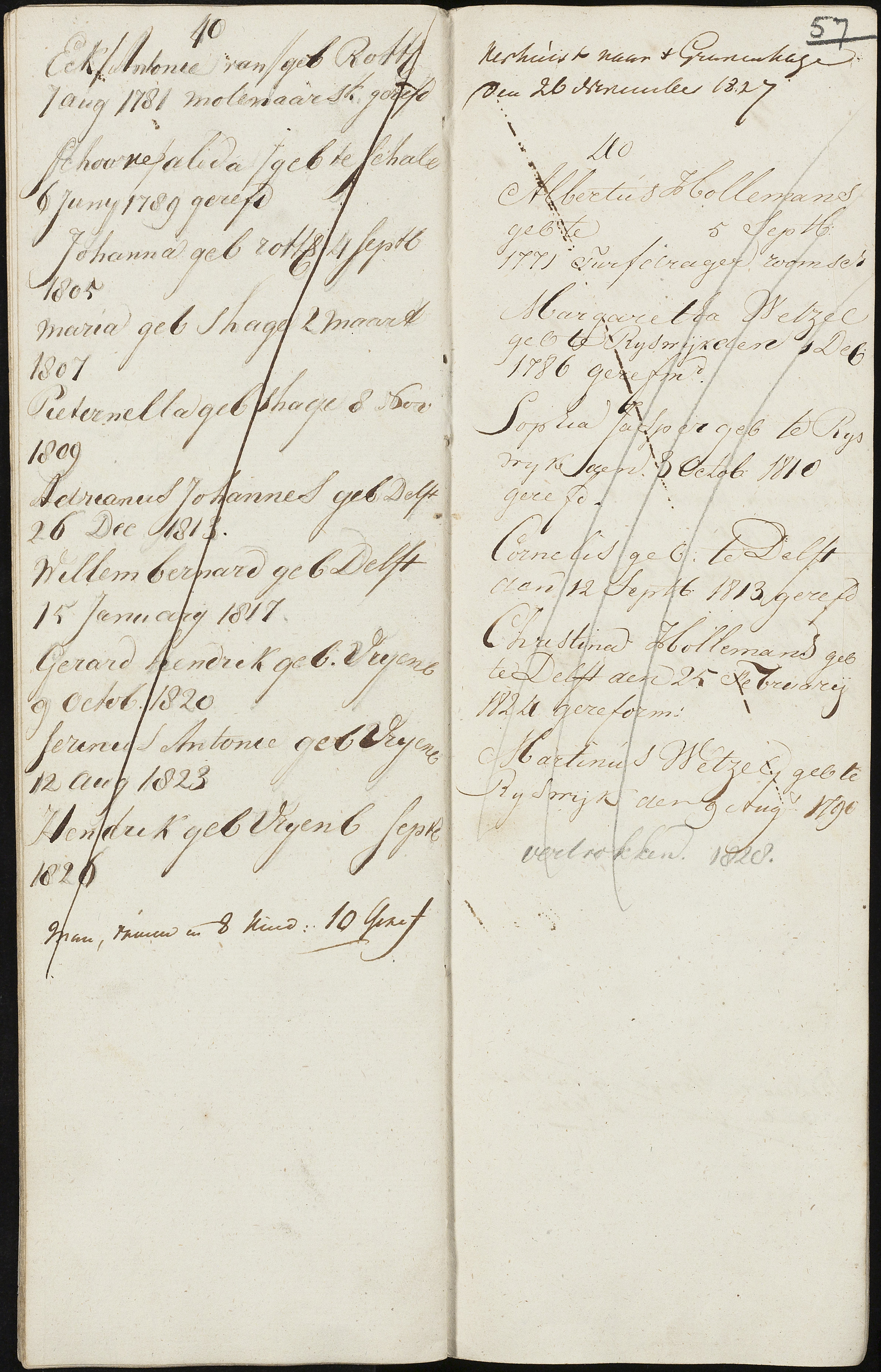 Scan 59 uit het bronpakket: Vrijenban: register van ingezetenen 1825–1828