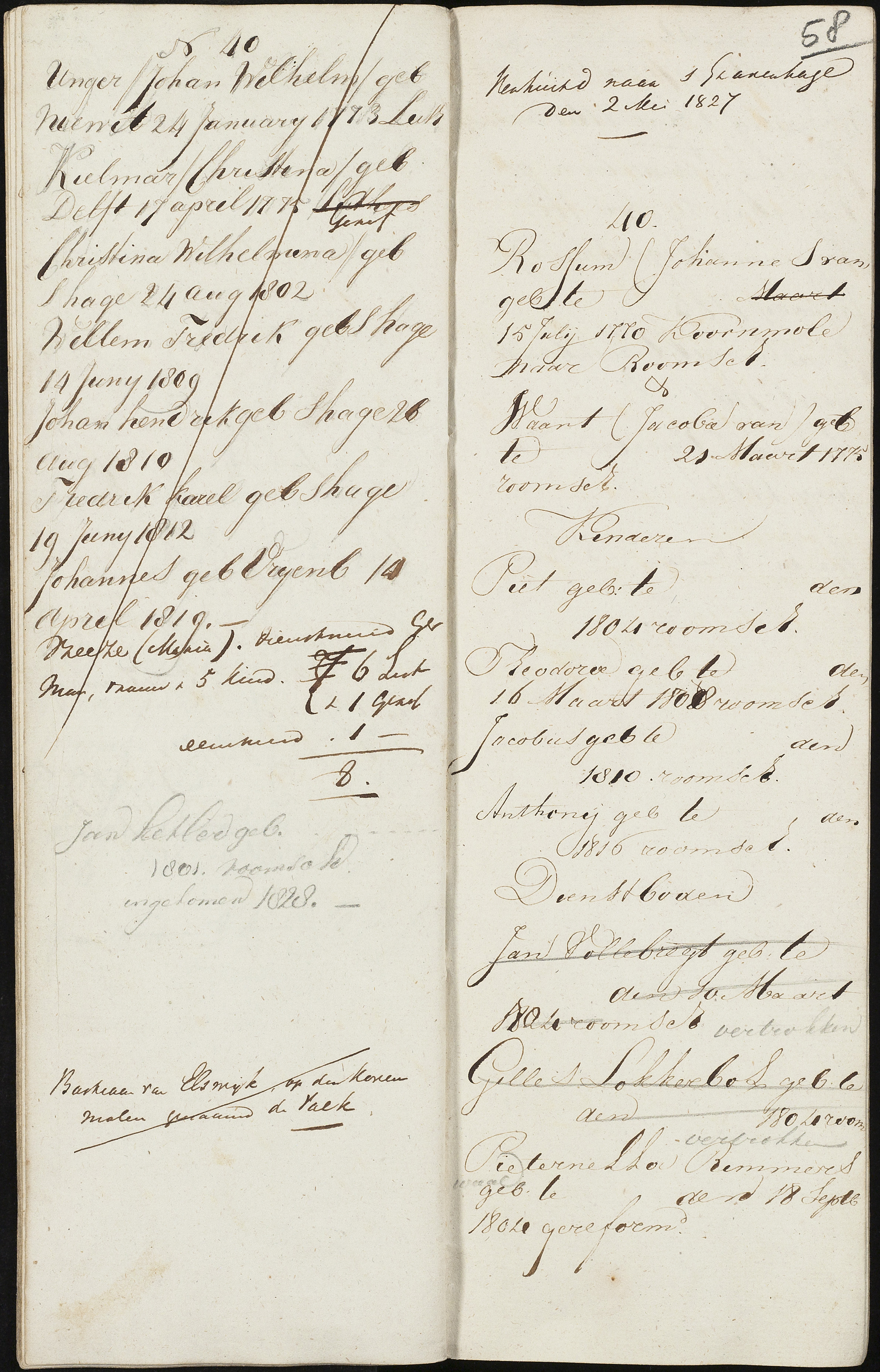 Scan 60 uit het bronpakket: Vrijenban: register van ingezetenen 1825–1828