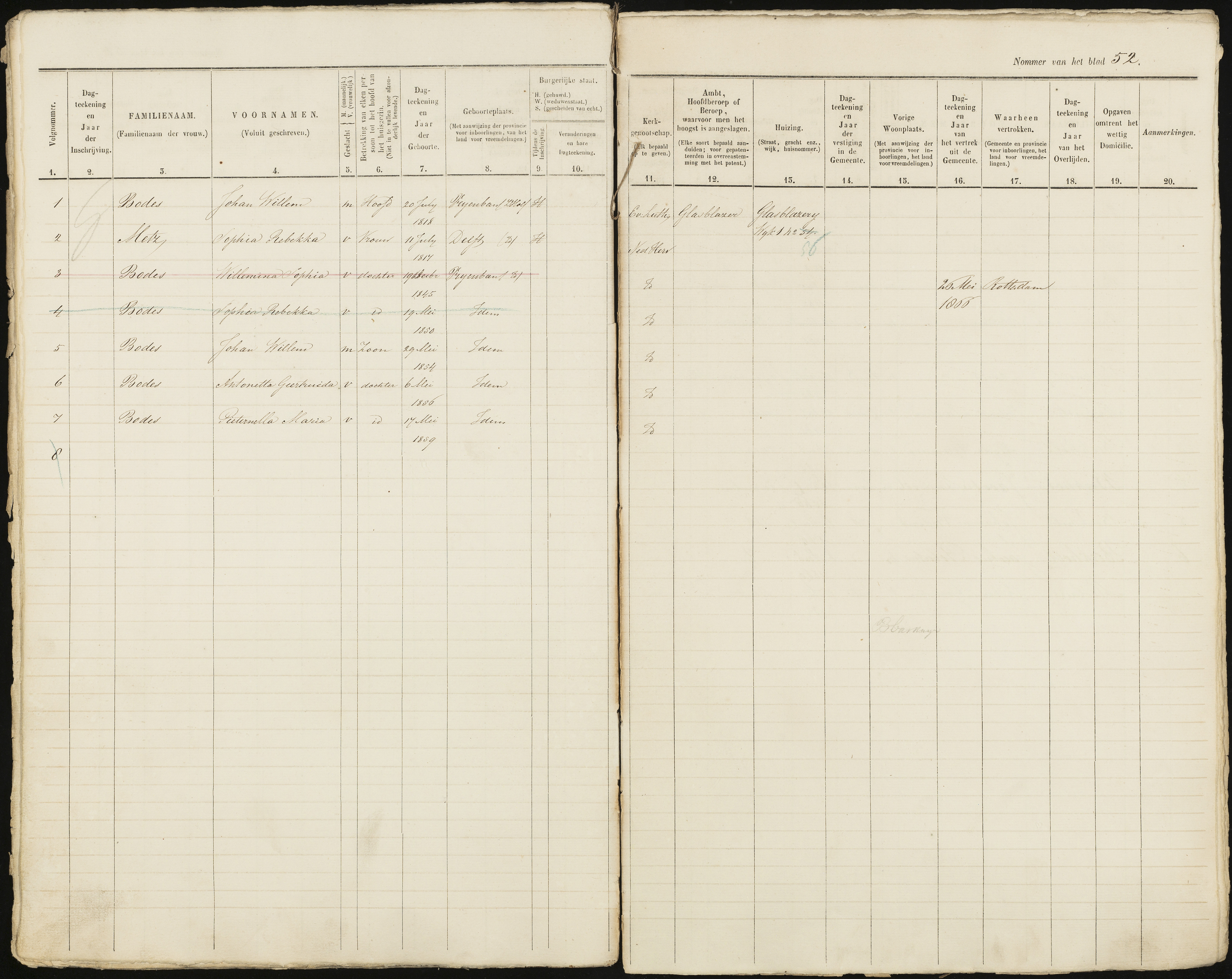 Scan 53 uit het bronpakket: Vrijenban: ingezetenen Wijk 1, 1860–1870