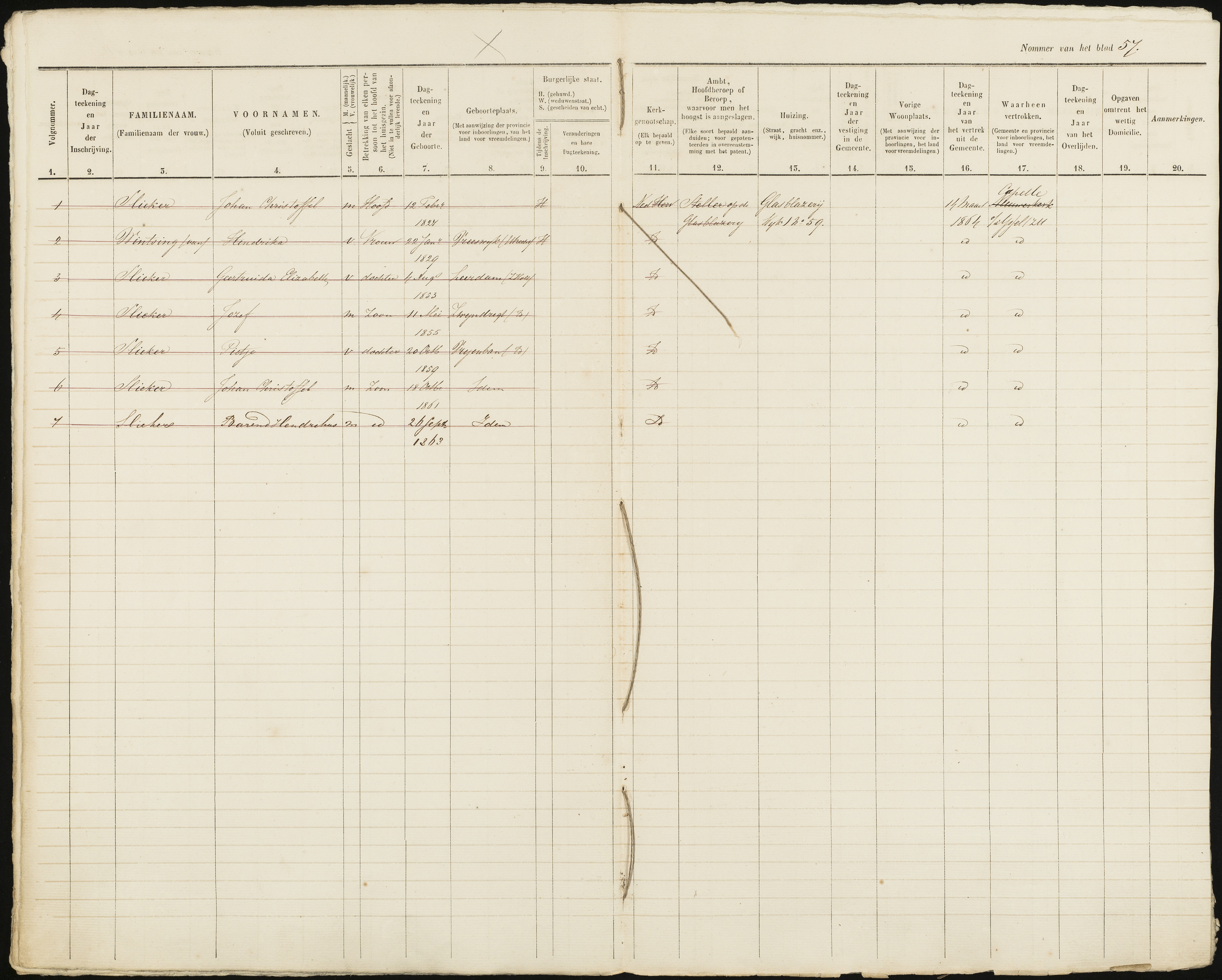 Scan 58 uit het bronpakket: Vrijenban: ingezetenen Wijk 1, 1860–1870