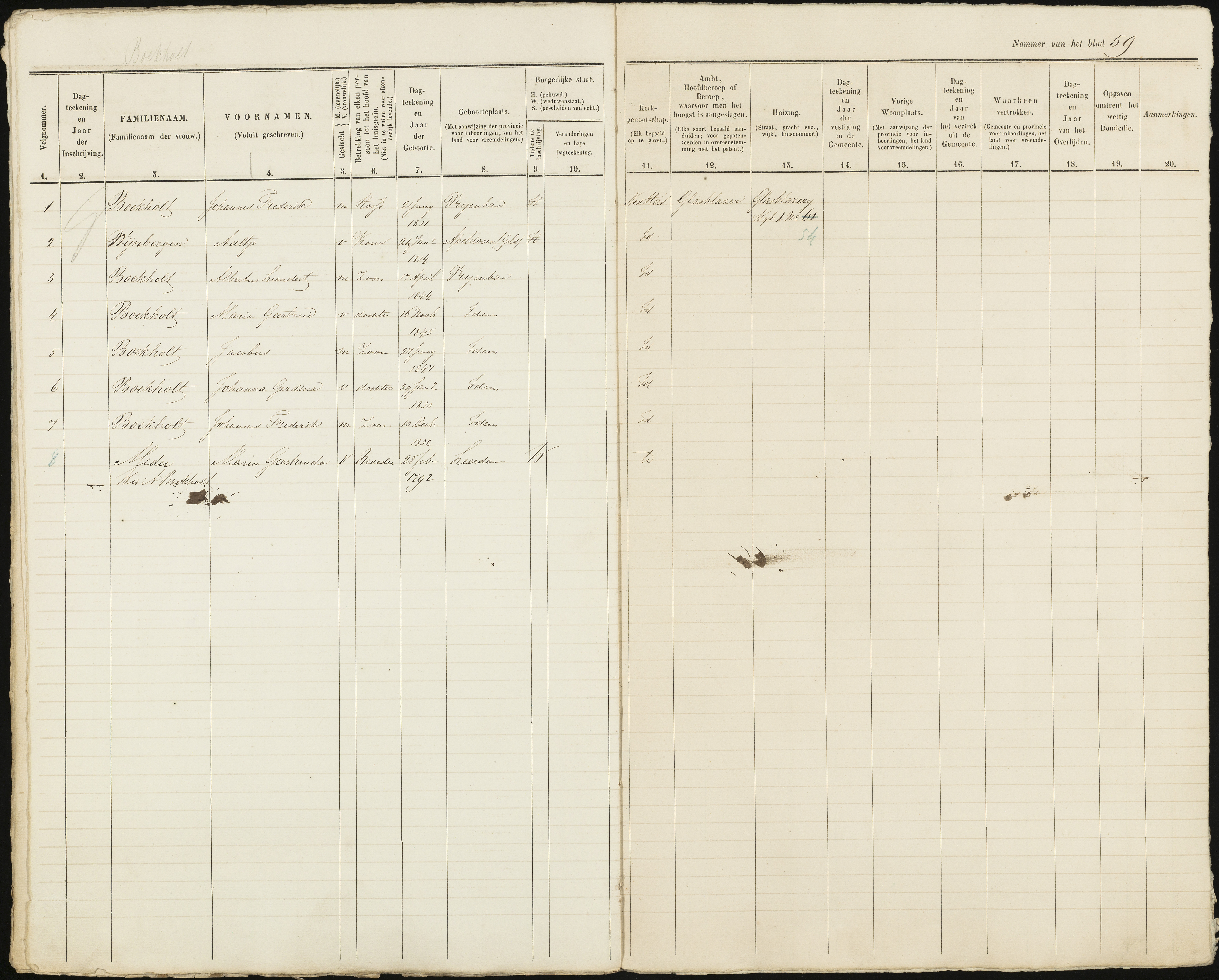 Scan 60 uit het bronpakket: Vrijenban: ingezetenen Wijk 1, 1860–1870