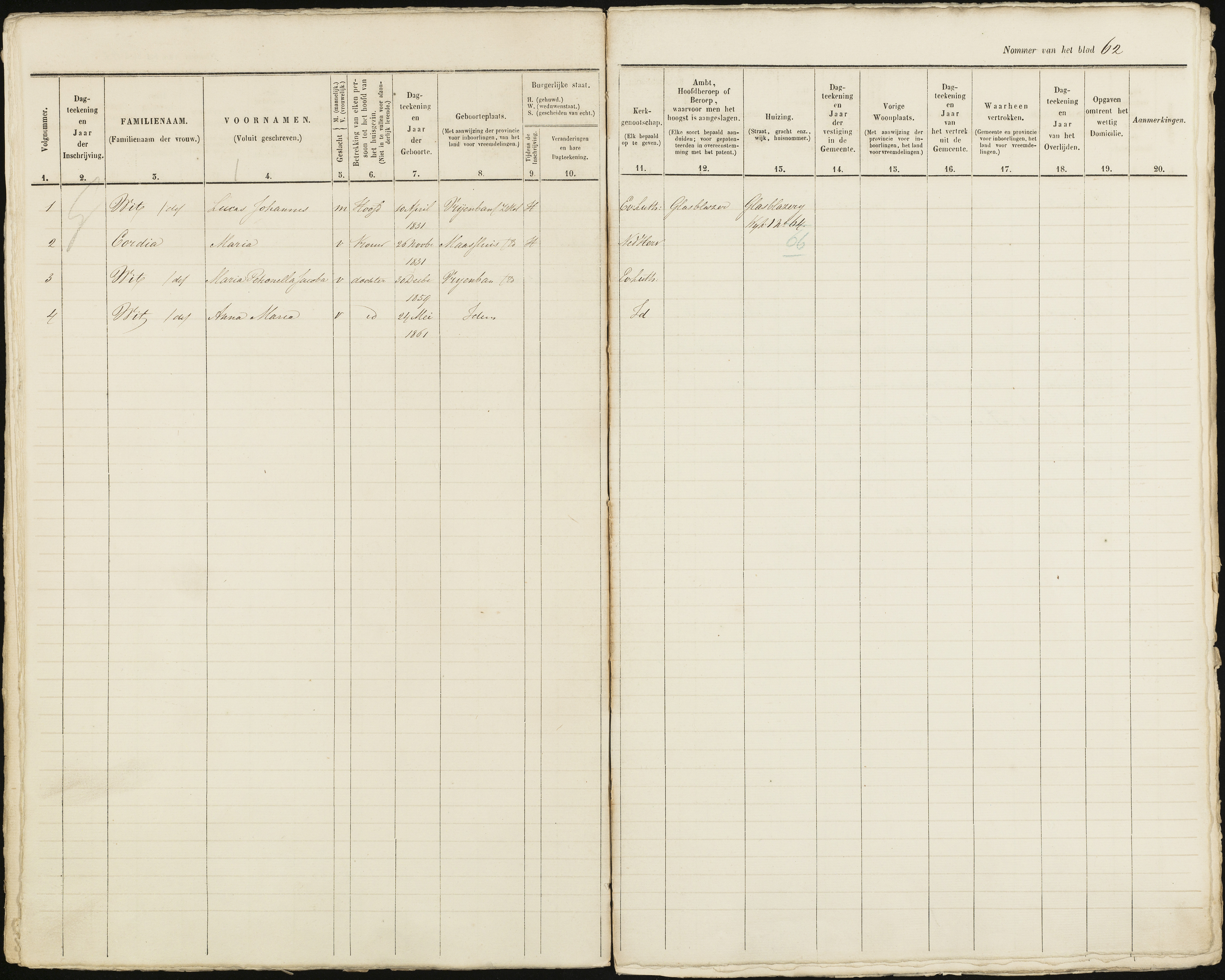 Scan 63 uit het bronpakket: Vrijenban: ingezetenen Wijk 1, 1860–1870