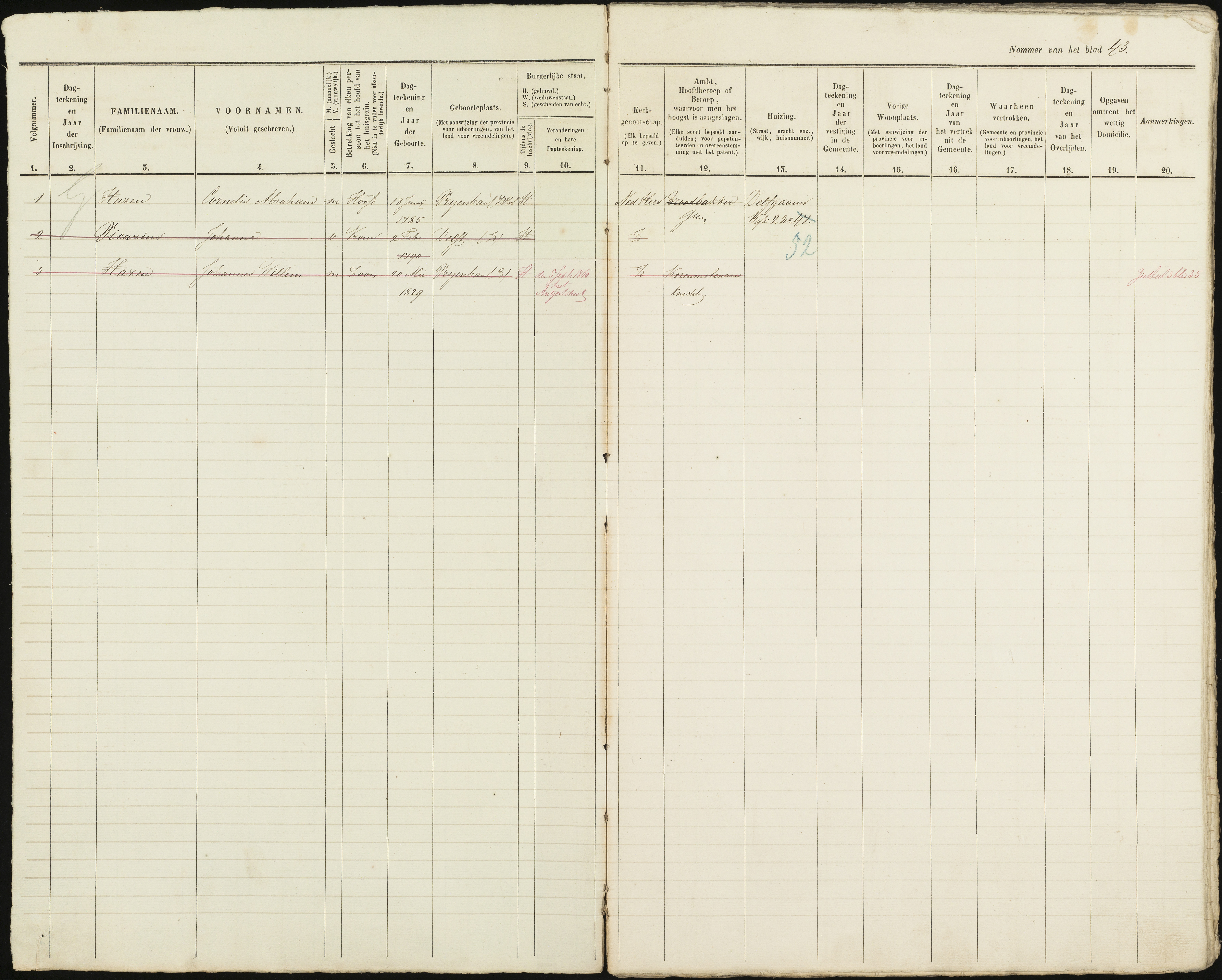 Scan 44 uit het bronpakket: Vrijenban: ingezetenen Wijk 2, 1860–1870